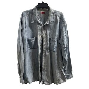 Levi Strauss Denim Shirt Long Sleeve Two Pocket Light Wash XXL Cotton
